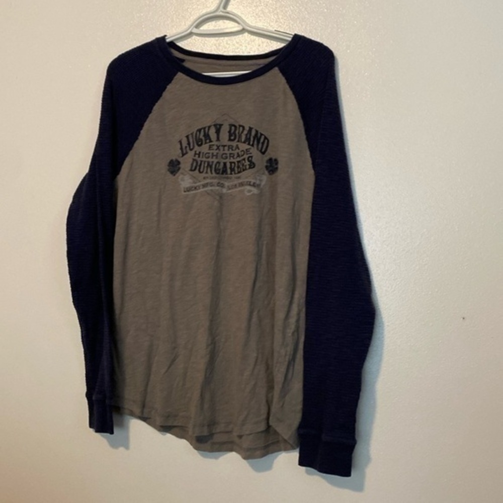 Lucky Brand extra high grades thermal long sleeve navy and grey shirt lg